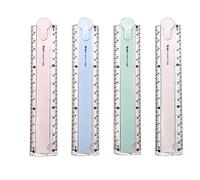 Karjiaja 4-Pack Plastic Folding Ruler - 30cm Transparent Geometric Ruler for School, Kids, Office
