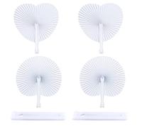 Karjiaja 4PCS Heart Shaped Paper Fans - Folding Hand Fans for Wedding Guests