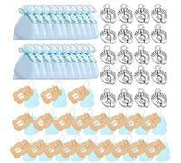 Karjiaja 60 PCS Baby Shower Party Favors Bags, Thank You for Coming Tags with String Small Organza Bags Blue Silver Baby Feet Charms for Guests Boy Gift Kid Birthday Party Decorations Supplies
