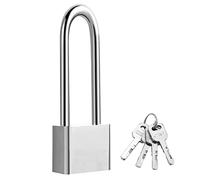 Karjiaja Long Shackle Padlock With Keys - Outdoor Weatherproof Stainless Steel Heavy Duty Keyed Alike for Shed, Gym, School Lockers, Garage Door - 30mm, Silver