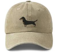 Karkar Vintage Baseball Caps Mens Gifts - Personalised Cap Dachshund Gifts for Men Birthday Gift, Cool Ideas Sausage Dog Baseball Caps for Dad Uncle Grandad Presents Hat, Khaki