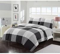 KARKARM Buffalo Plaid Duvet Cover Sets - Double Bed Duvet Cover with Pillow Case - Reversible Check Print Double Bedding Set, Black White