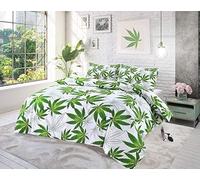 KARKARM Cannabis Leaf Print Duvet Cover Super King Size Green White Marijuana Leaf Weed Duvet Cover Set Reversible Comforter Cover Bedding Quilt Covers Sets 3 pcs