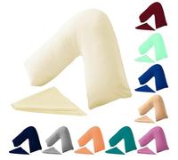 KARKARM Easycare Plain Dye V Shaped Pillowcase Cover only, V Neck Pillow Cover for Adults Orthopedic Pregnancy Nursing, Large V Pillow Case Cream, 73x34cm