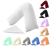 KARKARM Easycare Plain Dye V Shaped Pillowcase Cover only, V Neck Pillow Cover for Adults Orthopedic Pregnancy Nursing, Large V Pillow Case White, 73x34cm