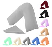 KARKARM Easycare Plain Dye V Shaped Pillowcases Covers 2 Pack, V Neck Pillow Covers for Adults Orthopedic Pregnancy Nursing, Large V Pillow Cases Silver, 73x34cm