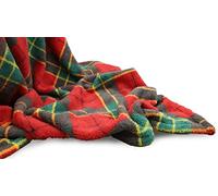 KARKARM Fleece Tartan Check Throw Blanket Double Teddy Fleece Printed Throws for Sofa Bed Large Checked Blankets for Home Car Travel (Red, 150 x 200 cm)