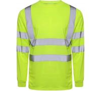 KARKARM Men High Vis Work Wear Crew Neck Long Sleeves Shirt for Women UK Unisex Hi Viz Visibility T Shirts Safety Reflective Tape Breathable Summer Top Yellow