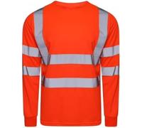 KARKARM Men High Vis Work Wear Crew Neck Long Sleeves Shirt for Women UK Unisex Hi Viz Visibility T Shirts Safety Reflective Tape Breathable Summer Top Orange