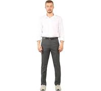 KARKARM Mens Casual Formal Trousers Business Office Work Home Smart Dress Pants Flat Front UK Dark Grey