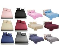 KARKARM New 4 Piece King Size Flannelette Sheets Sets - Fitted Sheet, Flat Sheet & 2x Pillow Cases - 100% Brushed Cotton Flannel Bed Sheet Set (Grey, King Size Sheet Set)