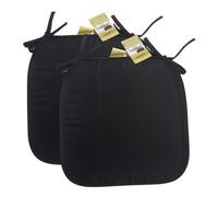 KARKARM New Chair Cushion Seat Pads Set of 2 Black (38 x 38 cm) Solid Plain Dining Chair Seat Cushion Pads with Ties for Indoor Home Office Kitchen Patio Garden