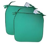 KARKARM New Chair Cushion Seat Pads Set of 2 Green (38 x 38 cm) Solid Plain Dining Chair Seat Cushion Pads with Ties for Indoor Home Office Kitchen Patio Garden