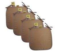 KARKARM New Chair Cushion Seat Pads Set of 4 Brown (38 x 38 cm) Solid Plain Dining Chair Seat Cushion Pads with Ties for Indoor Home Office Kitchen Patio Garden