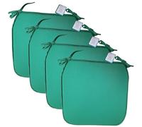 KARKARM New Chair Cushion Seat Pads Set of 4 Green (38 x 38 cm) Solid Plain Dining Chair Seat Cushion Pads with Ties for Indoor Home Office Kitchen Patio Garden