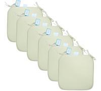 KARKARM New Chair Cushion Seat Pads Set of 6 Cream (38 x 38 cm) Solid Plain Dining Chair Seat Cushion Pads with Ties for Indoor Home Office Kitchen Patio Garden