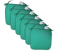 KARKARM New Chair Cushion Seat Pads Set of 6 Green (38 x 38 cm) Solid Plain Dining Chair Seat Cushion Pads with Ties for Indoor Home Office Kitchen Patio Garden