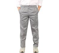 KARKARM New Mens Smart Fully Elasticated Waistband Rugby Trousers Plain Regular Lightweight Comfortable Work Casual Pants Rugby Trouser for Men UK Grey