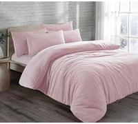 KARKARM New Teddy Bear Sherpa Fleece Double Bed Duvet Cover Set - Teddy Fleece Duvet Cover Double with 2 Pillow Cases - Plain Reversible Winter Warm Bedding Quilt Covers Sets, Pink