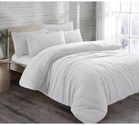 KARKARM New Teddy Bear Sherpa Fleece Double Bed Duvet Cover Set - Teddy Fleece Duvet Cover Double with 2 Pillow Cases - Plain Reversible Winter Warm Bedding Quilt Covers Sets, White