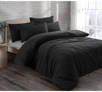 KARKARM New Teddy Bear Sherpa Fleece King Size Duvet Cover Set - Teddy Fleece Duvet Cover Kingsize with 2 Pillow Cases - Plain Reversible Winter Warm Bedding Quilt Covers Sets, Black
