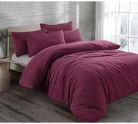 KARKARM New Teddy Bear Sherpa Fleece King Size Duvet Cover Set - Teddy Fleece Duvet Cover Kingsize with 2 Pillow Cases - Plain Reversible Winter Warm Bedding Quilt Covers Sets, Plum