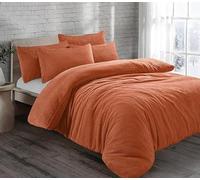 KARKARM New Teddy Bear Sherpa Fleece King Size Duvet Cover Set - Teddy Fleece Duvet Cover Kingsize with 2 Pillow Cases - Plain Reversible Winter Warm Bedding Quilt Covers Sets, Tangerine