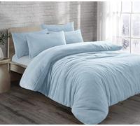 KARKARM New Teddy Bear Sherpa Fleece King Size Duvet Cover Set - Teddy Fleece Duvet Cover Kingsize with 2 Pillow Cases - Plain Reversible Winter Warm Bedding Quilt Covers Sets, Blue