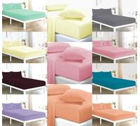 KARKARM Non Iron 4 Piece Bed Sheets Set - Flat Sheet + Fitted Sheet + 2 Pillowcases - Super King Sheet Set - Soft and Comfortable Poly Cotton Percale - Plain Bedsheet Sets (Teal)