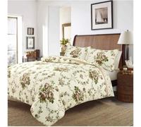 KARKARM Olivia Flannelette Floral Duvet Cover Single Natural 100% Brushed Cotton Flannel Duvet Cover Sets with Pillowcase Reversible Thermal Floral Bedding Quilt Covers Set