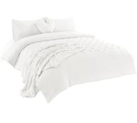 KARKARM Teddy Fleece Hearts Pattern Duvet Cover Sets Fluffy Fleece Warm Cosy Soft Polyester Complete Bedding Quilt Covers Set (White, Single)