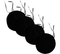KARKARM Waterproof Round Seat Pads Set of 4, Indoor Outdoor Cushion for Garden Patio Dining Bistro Chairs, 35cm Diameter Small Large Seat Pads With Ties (Black)