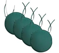 KARKARM Waterproof Seat Pads Set of 4, Indoor/Outdoor Round Seat Cushion Pad for Garden Patio Dining Bistro Chairs, 35cm Diameter Small Large Round Seat Pads with Ties (Green)