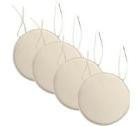 KARKARM Waterproof Seat Pads Set of 4, Indoor/Outdoor Round Seat Cushion Pad for Garden Patio Dining Bistro Chairs, 35cm Diameter Small Large Seat Pads with Ties (Beige)