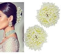 Karki Fusion Mogra White Gajra Hair Accessories Gajra Rubber Band for Women (Pack of 2)(White)