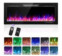 Karl Home 127cm/50" Electric Fireplace, 2-in-1 Wall Mounted/Recessed Heater | Remote Control, 12 Adjustable Flame Colors, Log & Crystal Set, 8-Hour Timer for Living Room & Bedroom