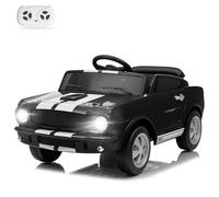 Karl home 12V Electric Cars for Kids, Licensed Shelby Ride on Car with Remote Control, Upgrade Music Panel, Bluetooth, Shock Absorbers, Safety Belt, 3 Speeds, LED Lights - Black