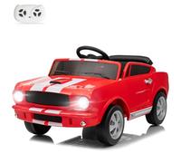 Karl home 12V Electric Cars for Kids, Licensed Shelby Ride on Car with Remote Control, Upgrade Music Panel, Bluetooth, Shock Absorbers, Safety Belt, 3 Speeds, LED Lights - Red