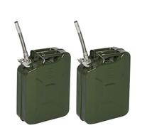 Karl home 2 x 20 L Metal Gas Can Fuel Tank Can Petrol Diesel Storage Can Portable with Flexible Spout, for Automobile Vehicle Off Road Emergency Supply, Green
