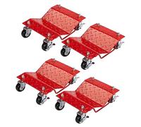 Karl home 4PCS Car Wheel Dolly, 2722 KG Capacity Heavy Duty Vehicle Mover with Lockable Casters & Handle, Tire Skates for Moving Cars, Trucks, Motorcycles in Garage Auto Repair, Red
