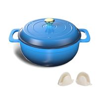 Karl home Enameled Cast Iron Dutch Oven with Lid, 6QT Non-stick Cooking Pot with Silicone Gloves, Oven Safe Up to 500°F for Braising, Stews, Roasting & Bread Baking - Navy Blue