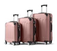 Karl home Lightweight Suitcase Set, 3-Piece ABS Hard Shell Luggage with 4 Spinner Wheels & Resilient Handle, Durable Cabin Suitcase for Travel, (Rose Gold, 20/24/28)