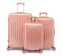 Karl home Luggage Sets 3 Piece, Hard Shell ABS Lightweight Cabin Suitcase, Durable Trolley Travel Suitcase with Spinner Wheels & Inbuilt Locks, 20" 24" 28" - Rose Gold