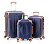 Karl home Luggage Sets of 3 Piece, Hard Shell ABS 360° Wheels & Lightweight Cabin Suitcase, for Europe Trolley Travel with Spinner Wheels & Inbuilt Locks, 20" 24" 28" - (Blue, 20/24/28")