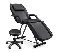 Karl home Professional Massage Beauty Bed Table, Adjustable Reclining Beauty Salon Tattoo Chair w/Stool, Esthetician Facial Couch Bed Equipment for Tattoo Lash Salon Spa