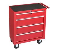 Karl home Rolling Tool Chest with 4 Drawers, Lockable Metal Storage Cabinet ToolBox on Wheels & Brakes, Portable Tool Cart Trolley for Garage, Workshop, Warehouse, Repair Shop, Red