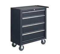 Karl home Rolling Tool Chest with 4 Drawers, Lockable Metal Storage Cabinet ToolBox on Wheels & Brakes, Portable Tool Cart Trolley for Garage, Workshop, Warehouse, Repair Shop, Black