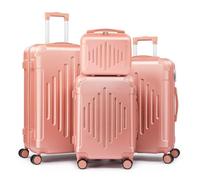 Karl home Suitcase Set of 4, Hand Luggage Set with Lock & 4 Wheels, ABS Hardside Trolley Travel Case with Beauty Case for Carry On Check-in Business Trip, Rose Gold (12/20/24/28)