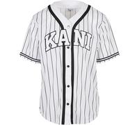 Karl Kani Serif Pinstripe Baseball Short Sleeve V Neck T-shirt White M Men