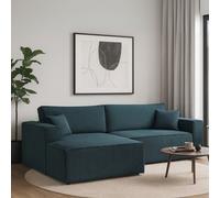 Karl L Maxi Corner Sleeper Sofa Corduroy Upholstery Storage Springs Universal Left Or Right Hand Side Design Blue